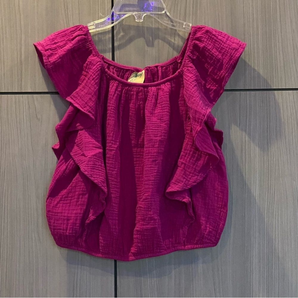 Thereabouts Pink/Magenta Gauze Ruffle Top 2XL 20.5P Youth NWT